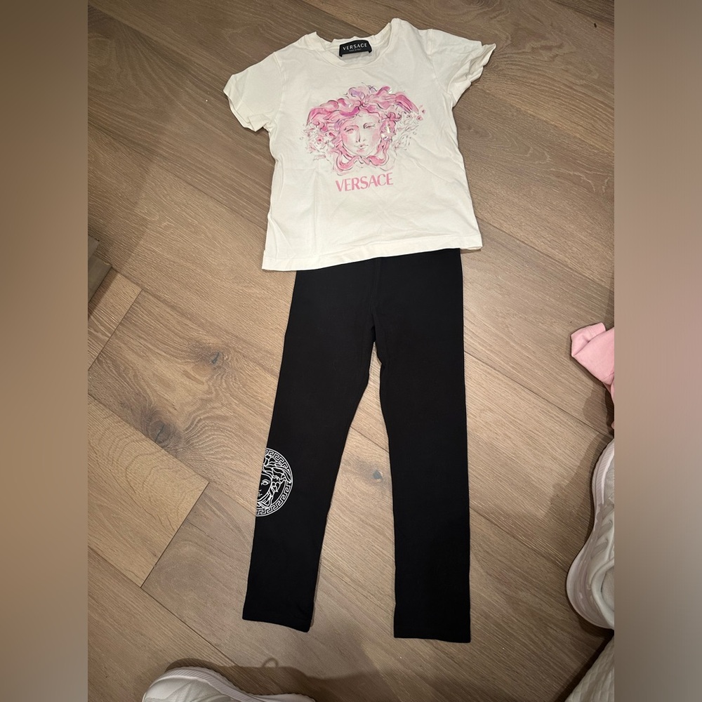 Authentic kids Versace leggings and baby T set. 6y.